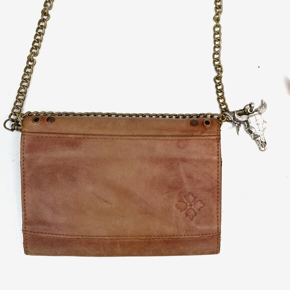 Reworked Patricia Nash Studded Italian Leather Bag w/ Brass Chain Strap & Charm - Picture 6 of 16